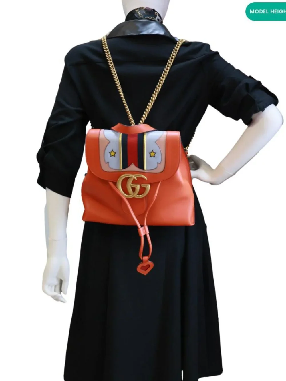 Gucci  Web Heart GG Marmont Leather Backpack Orange 432265